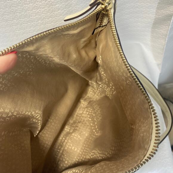 Kate Spade Crossbody Handles Satchel Cream Leather Gold Satin Liner - Picture 3 of 9